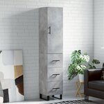 vidaXL Buffet haut Gris béton 34 5x34x180 cm Bois d'ingénierie