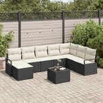 vidaXL Ensemble de canapé de jardin 9 Pièces Noir Poly rotin