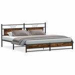 vidaXL Cadre de lit en métal sans matelas chêne fumé 193x203 cm