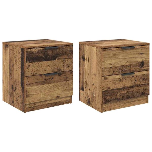 vidaXL Cabinet de chevet avec tiroir 2 Pièces Bois ancien 45 x 39 x 50cm