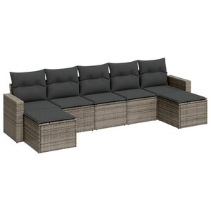 vidaXL Salon de jardin avec coussins 7 Pièces gris résine tressée