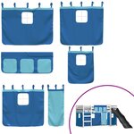 vidaXL Lit superposé avec toboggan et rideaux bleu 90x200 cm