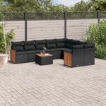 vidaXL Salon de jardin 10 Pièces avec coussins noir résine tressée