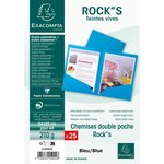 Paquet 25 Chemise double poche NF A4 turquoise EXACOMPTA