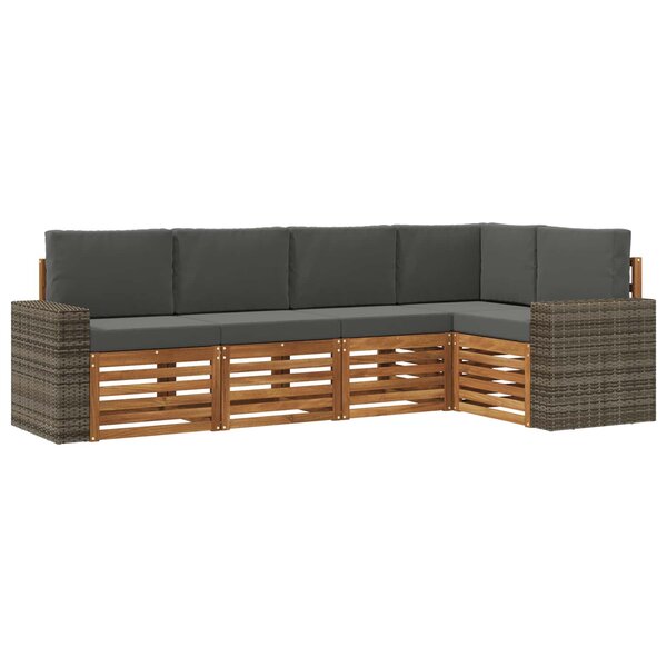 vidaXL Ensemble de canapés d'extérieur 5 pc Naturel et Anthracite