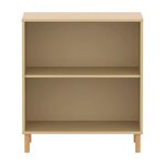 Flexa SAGA etagere basse avec tablette reglable Beige sable Oat Pieds en chene