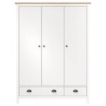 vidaXL Garde-robe à 3 portes Hill Blanc 127x50x170 cm Bois pin solide