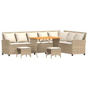 vidaXL Salon de jardin avec coussins forme de L 4 Pièces beige polyrotin