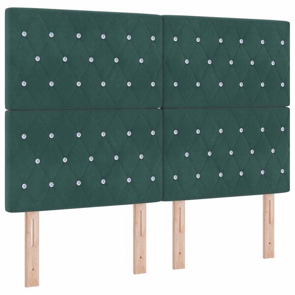 vidaXL Tête de lit LED avec bandes LED Vert foncé 144 cm Velours