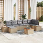 Ensemble de Canapé de Jardin 8 Pièces vidaXL avec Coussins Beige