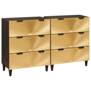 vidaXL Buffet 2 Pièces Noir et or 60 x 33 x 75 cm bois de manguier massif