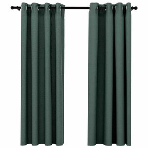 vidaXL Rideaux occultants Aspect lin avec œillets 2 Pièces Vert 140x175cm