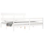 vidaXL Cadre de lit sans matelas blanc bois massif