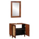 vidaXL Cabinet de salle de bain 2 Pièces Noir et or Bois de mangue massif