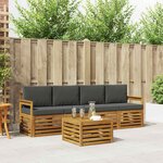 vidaXL Ensemble de canapés d'extérieur 5 Pièces Naturel et Anthracite