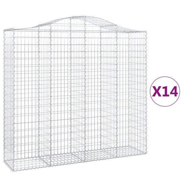 vidaXL Paniers à gabions arqués 14 Pièces 200x50x180/200 cm Fer galvanisé