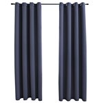 vidaXL Rideaux occultants avec anneaux Métal 2Pièces Anthracite 140x245cm