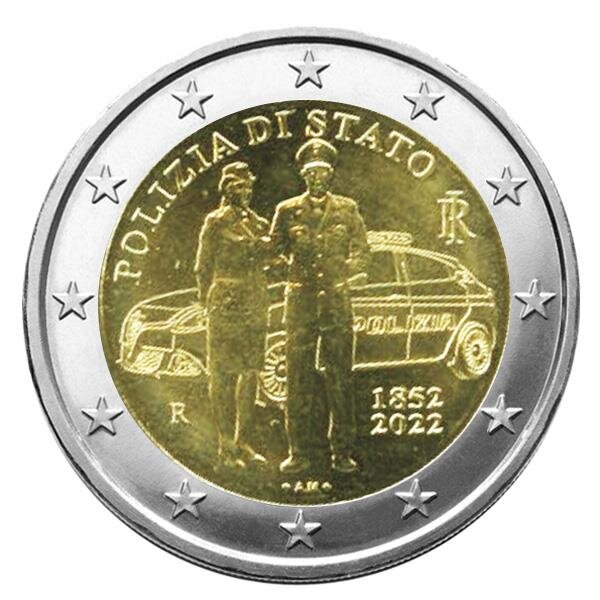 2 euro commemorative 2022 : italie (170 ans de la police italienne)