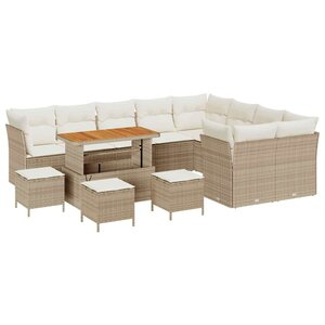 vidaXL Ensemble de canapé de jardin avec coussin 13 Pièces beige et crème