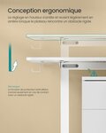 Bureau électrique assis-debout bureau réglable en hauteur 60 x 120 x (72-120) cm 4 hauteurs mémorisables pochette de rangement pour bureau blanc 12_0004572