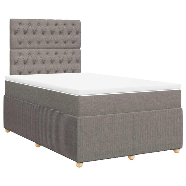vidaXL Sommier à lattes de lit avec matelas Taupe 120x200 cm Tissu