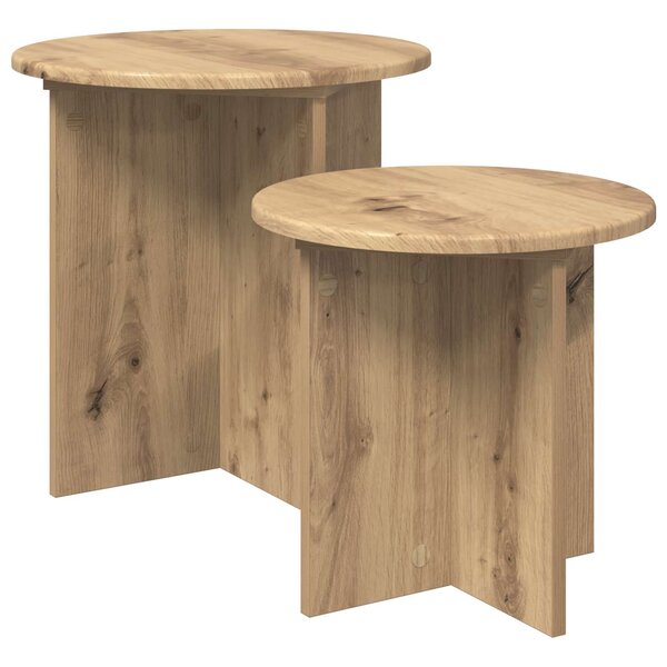 vidaXL Ensemble de tables d'appoint 2 pc Chêne artisanal Ø 45 x 45 cm