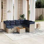 vidaXL Salon de jardin 8 Pièces avec coussins gris résine tressée