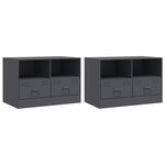 vidaXL Meubles TV 2 Pièces anthracite 67x39x44 cm acier