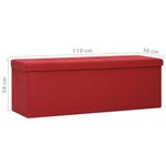 Banc banquette de rangement pliable 110 x 38 x 38 cm rouge bordeaux faux lin 02_0010896