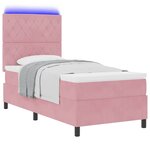 vidaXL Lit à ressort LED avec matelas Rose 90 x 190 cm tissu