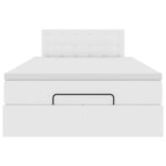 vidaXL Cadre de lit ottoman et matelas blanc pur 120x200 cm similicuir