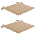 vidaXL Chaises de jardin et coussins beige lot de 2 Bois teck massif