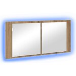 vidaXL Cabinet Miroir LED avec porte chêne artisanal 100 x 12 x 45 cm