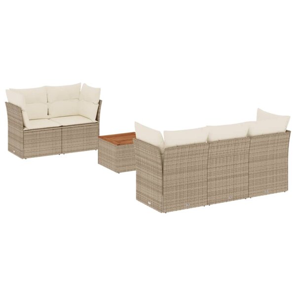 vidaXL Salon de jardin avec coussins 6 Pièces beige résine tressée