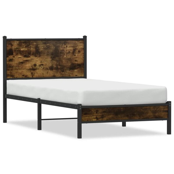 vidaXL Cadre de lit en métal sans matelas chêne fumé 80x200 cm