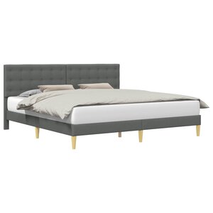 vidaXL Cadre de lit avec tête de lit Gris foncé 180 x 200 cm Tissu