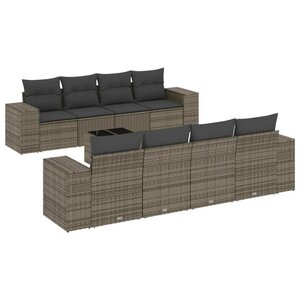 vidaXL Salon de jardin 9 Pièces avec coussins gris résine tressée