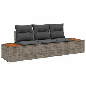 vidaXL Ensemble de canapé de jardin avec coussin 3 Pièces Gris Poly rotin