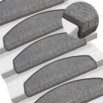 vidaXL Tapis d'escalier 15 Pièces Gris foncé 65 x 24 x 4 cm