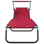 vidaXL Chaise longue pliante avec coussin Rouge 56 x 190 x 81cm tissu