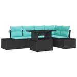 vidaXL Ensemble de canapé de jardin avec coussin 6 Pièces Noir et bleu