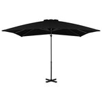 vidaXL Parasol de jardin en porte-à-faux et mât en aluminium noir
