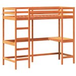 vidaXL Lit superposé avec bureau cire marron 80x200 cm bois pin massif