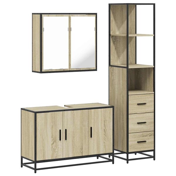 vidaXL Ensemble de meubles de salle de bain 3 Pièces chêne sonoma