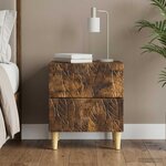 vidaXL Table de chevet Chêne fumé 43 x 34 5 x 48 cm Bois d'ingénierie