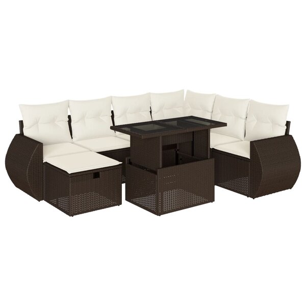 vidaXL Salon de jardin 8 Pièces avec coussins marron résine tressée