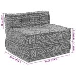 Sofa poof modulable convertible 4 places en tissu gris clair