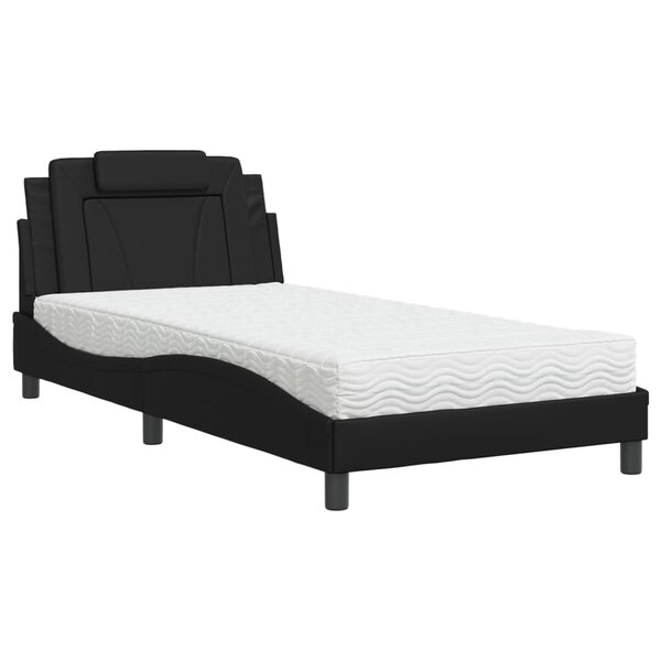 vidaXL Lit Viana avec matelas noir 100x200 cm similicuir