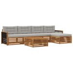 vidaXL Ensemble de canapés d'extérieur 6 pc Naturel et gris clair