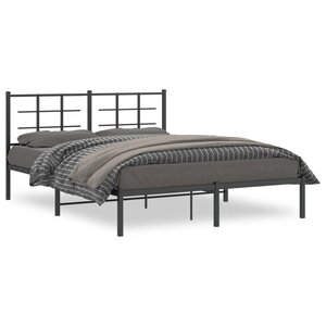 vidaXL Cadre de lit métal sans matelas avec tête de lit noir 150x200cm